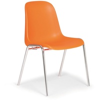 Esszimmerstuhl aus Kunststoff ELENA, orange, Chromfüße