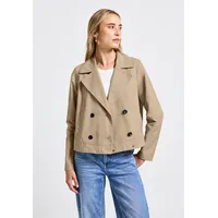 Kurzjacke STREET ONE, Damen, Gr. 46, beige (reef sand), Web, Obermaterial: 69% Baumwolle, 31% Polyester. Futter: 100% Polyester, unifarben, normal normal, V-Ausschnitt, abgesteppt, Jacken Kurzjacke, im soften Baumwoll-Mix