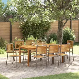 vidaXL Garten Essgruppe 9-tlg. Grau