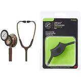 3M Littmann Classic III Stethoskop zur Überwachung, kupferfarbenes Bruststück, schokoladenfarbener Schlauch, 69 cm, 5809 & 3M Littmann Stethoskop-Namensschild, Schwarz, 40007