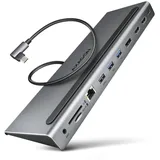 Axagon HMC-4KX3 USB-C 5Gbps, 3x USB-A, 2x HDMI, DP, RJ-45, SD/mSD, Audio, PD 100W