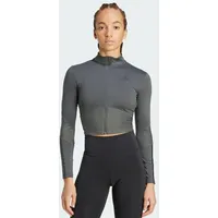 Adidas Hyperglam Rib Zip Thru Cover Up - Grey Six / Black - XL
