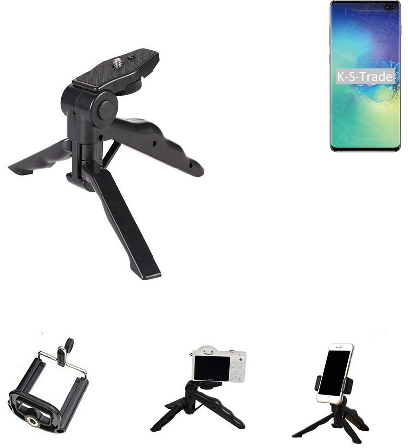 K-S-Trade für Samsung Galaxy S10+ Exynos Smartphone-Halterung, (Stativ Tisch-Ständer Dreibein Handy-Stativ Ständer Mini-Stativ) schwarz