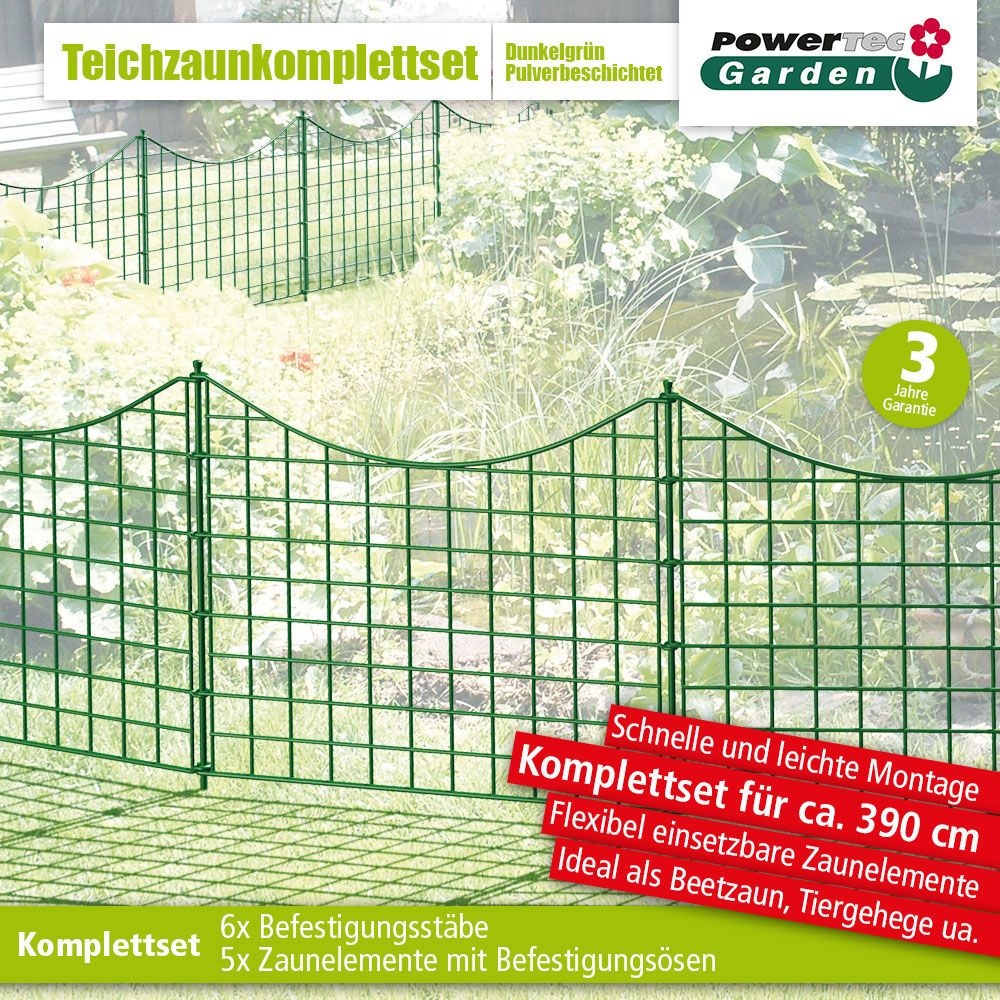 Teichzaun 11tlg Set Gartenzaun Unterbogen Metall Tiergehege Zauntor 5x 