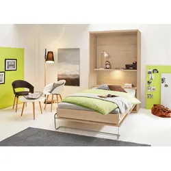 Schrankbett PRIESS "Ancona", braun (edelbuchefarben), H:211cm, Schrankbetten, mit Regal und LED-Beleuchtung