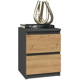 Top e shop CDF Nachttisch, Anthrazit, Eiche, Artisan, Holzwerkstoff, 30x40x30 cm, Schlafzimmer, Nachttische