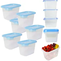 Mypicompany Frischhaltedosen mit Deckel – 6-teiliges Set je 1000 ml pro Dose, BPA-frei, luftdicht, stapelbar, mikrowellen- & spülmaschinengeeignet, transparente Gefrierdosen mit blauem Deckel