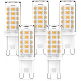 RuLEDne G9 LED Dimmbar Lampen 3W Warmweiß 2700K Glühbirnen Ersatz für 40W 50W Halogenlampen, 360° Abstrahlwinkel, Kein Flackern, CRI> 83, AC 220-240V, Standard G9 Sockel LED Leuchtmittel, 5er Pack