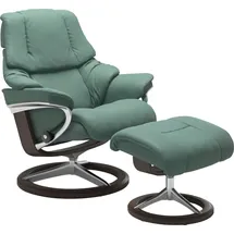 Stressless Stressless® Relaxsessel Reno (Set, Relaxsessel mit Hocker), mit Hocker, mit Signature Base, Größe S, M & L, Gestell Wenge grün 79 cm x 109 cm x 75 cm