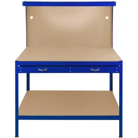 MonsterShop Werkbank mit Lochwand, Schublade & Licht Blau