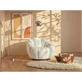 vente-unique Drehsessel muschelförmig Bouclé-Stoff 0 x 0 x 0 cm Weiß