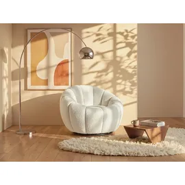vente-unique Drehsessel muschelförmig Bouclé-Stoff 0 x 0 x 0 cm Weiß