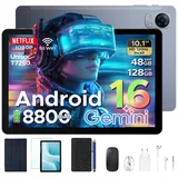 POCKAM Kinder Lern-Tablet mit Elternkontrolle 10'' Android 16, 64GB ROM kids Tablet (10.1", 64 GB, Android 16, WiFi, 8GB, 13 MP,Gemini AI,5G WiFi/Widevine L1/GPS/Face ID/zwei Lautsprecher) grau 8 GB
