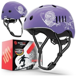 SKATEWIZ Fahrradhelm Kinder ab 6 Jahre Helm Kinder Mädchen & Jungen Skaterhelm, Geschenke für Mädchen und Jungs lila S – 49-53cm