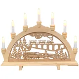 Dekohelden24 Holz-Schwibbogen, Motiv: Eisenbahn, 7 flammig, ca. 45 x 4 x 33 cm.