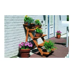 Pflanztreppe Milass – Planzentreppe aus Kiefer/Fichte, Honigbraun – wetterbeständige Blumentreppe für Dekoration im Außenbereich