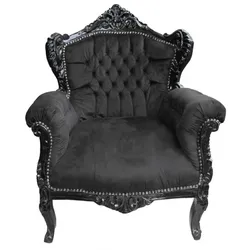 Casa Padrino Barock Sessel Lord Schwarz/Schwarz - Antik Stil