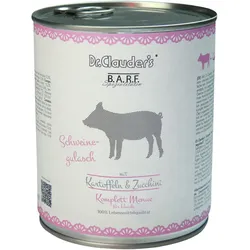Dr. Clauder's BARF Komplett Menü 800g Dosen Hundenassfutter 6 x 800 Gramm Schweinegulasch