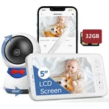 BOIFUN Babyphone mit Kamera App ECO Modus, Zonenalarme, 1080P HD, 3×Zoom, 4,3 Zoll LCD-Display Babyfon Bewegungs/Geräuscherkennung, Fütterungserinnerungen, Wiegenlieder