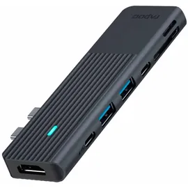 Rapoo UCM-2003 USB-C Multiport Adapter für MacBook, Kompatibel mit USB-C Multifunktionsanschluss, 100W Power Delievery, 4k HDMI, USB-C, 2 USB-A 3.0 Datenports, SD/microSD Speicherkartenleser