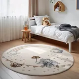 Villeroy & Boch Kinderteppich VILLEROY & BOCH "Walk like an Elephant Rainbow Teppich", creme, mulitfarben, H:9mm Ø:160cm, Polypropylen, Teppiche, Kinderteppich, Spielteppich weich, Kinderzimmer, Boho Kids Spielunterlage, Tieremotiv