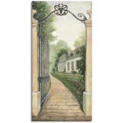Artland Wandbild »Fresco - Blick durchs Gartentor«, Garten, (1 St.), als Leinwandbild, Poster in verschied. Größen Artland Farbe Bild(er): naturfarben