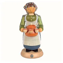 Kleinkunst aus dem Erzgebirge® Müller Erzgebirge Räuchermann groß Glühweinverkäuferin 14x24cm