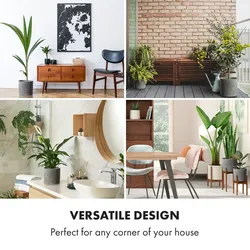 Venlo Blumentopf Polystone in- und outdoor 3 GrößenDunkelgrauer Zement