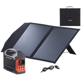 Revolt HSG-420 Solarpanel Powerbank Powerstation & Solar-Generator mit faltbarem 100-W-Solarpanel