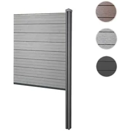 MCW WPC-Sichtschutz Savoie, Zaun Windschutz, WPC-Pfosten zum Einbetonieren ~ Erweiterungselement schmal, 98cm grau