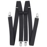axy Hosenträger für Herren breit 2,5 cm in H-Form mit 4 Hosenträger Clips extra stark längenverstellbar (Dunkelgrau) - Einheitsgröße