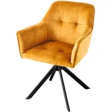 Riess-Ambiente Stuhl LOFT senfgelb Samt drehbar Metallgestell schwarz mit Armlehne