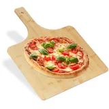 Relaxdays Pizzaschieber XXL, Bambus, 50x38 cm, eckig, Pizzaschaufel, abgerundete Kanten, mit Griff, Brotschieber, natur