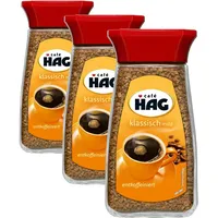 Cafe HAG klassisch mild Glas, entkoffeinierter löslicher Bohnenkaffee, 100g (Packung mit 3)