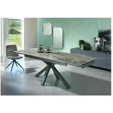 SOLOLED Ausziehbarer Tisch von 160 cm auf 240 cm, moderne Keramikplatte auf anthrazitfarbenem Marmor aus gehärtetem Glas