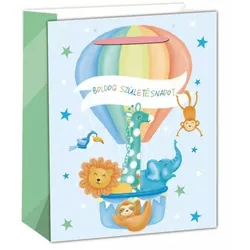 Geschenktüte mit Tiermotiv, blau - 26 x 32 cm