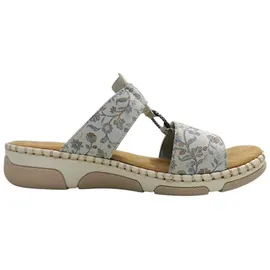Rieker Damen Pantolette mit T-Riemen und Blumenmuster Weite H 66292, Größe:41 EU, Farbe:Mehrfarbig - Grau - 41