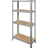 Schwerlastregal Metall verzinkt 148 x 75 x 30 cm, 4 Böden à 100 kg