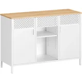 Songmics Sideboard 120 x 80 x 40 cm Mattweiß/Eichenbeige