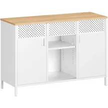 Songmics Sideboard 120 x 80 x 40 cm Mattweiß/Eichenbeige