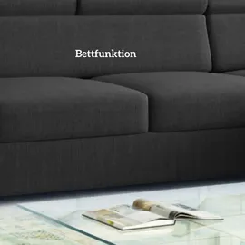 m-punkt Ecksofa TOKIO mit Bett und Bettkasten Sofa/Schlafsofa - Schwarz