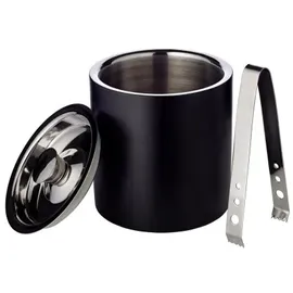 Edzard Eiseimer Pearl, Höhe 16 cm, inkl. Deckel und Eiszange, außen matt schwarz, Edelstahl