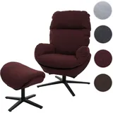 Mendler Relaxsessel HWC-L12 Stoff/Textil 0 x 0 x 0 cm Bordeaux mit Hocker