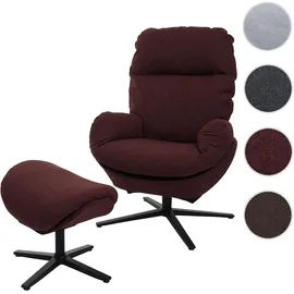 Mendler Relaxsessel HWC-L12 Stoff/Textil 0 x 0 x 0 cm Bordeaux mit Hocker