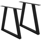 ECD Germany 2x Tischbeine Trapez Design, 60 x 72 cm, Schwarz, Stahl, Industriedesign, Metall 60x8x72 Esszimmer, Tische, Esstische, Tischsysteme
