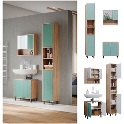 Vicco Badmöbel-Set Agasta sonoma, Badezimmerschränke 3D Optik