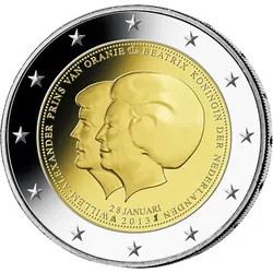 2 Euro Gedenkmünze "Königin Beatrix und Prinz Willem-Alexander" 2013 aus den Niederlanden