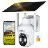 Xega 4G LTE Überwachungskamera Aussen Akku mit SIM Karte Solarpanel, 2K 3MP Kabellos Solar IP Kamera Ohne WLAN Outdoor, Farb/IR Nachtsicht, 2-Wege-Audio, PIR Erkennung, Cloud/TF (1)