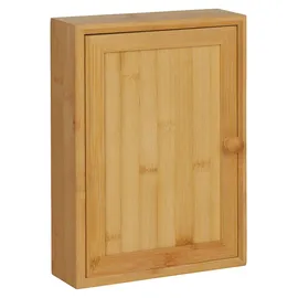 Relaxdays Schlüsselkasten, Bambus, 8 Haken, Design B, H x B x T: 27 x 19,5 x 6 cm, Flur, Wand, Schlüsselschrank, Natur