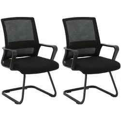 ZIK Besucherstuhl Set x2 mit Armlehnen für Meeting Warteraum Schwarz Stoff Bürostühle 59x49x91 cm